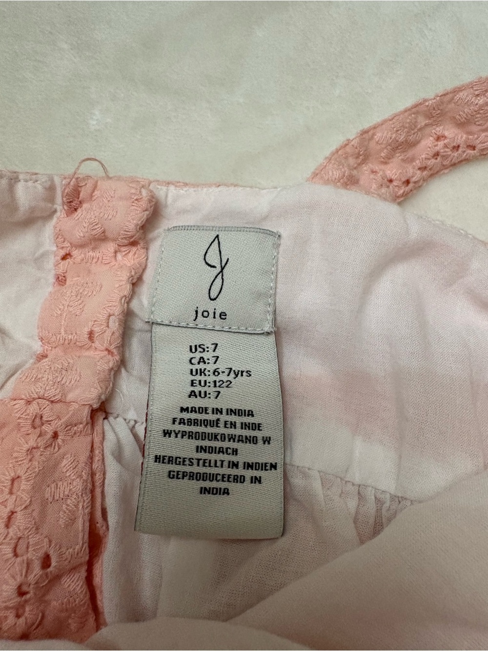 Joie Girls Size 7 Pink Eyelet Sundress Cotton Sweetheart family pictures Dress - Picture 4 of 9